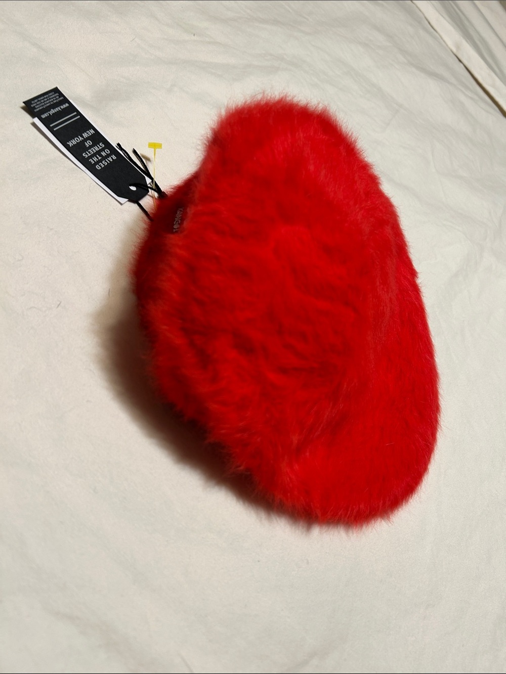 Kangol Plush Heart Wristlet - Red Faux Fur